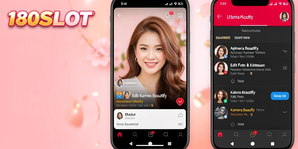 Tampilan antarmuka pengguna 180SLOT dengan fitur Kamera Beautify.