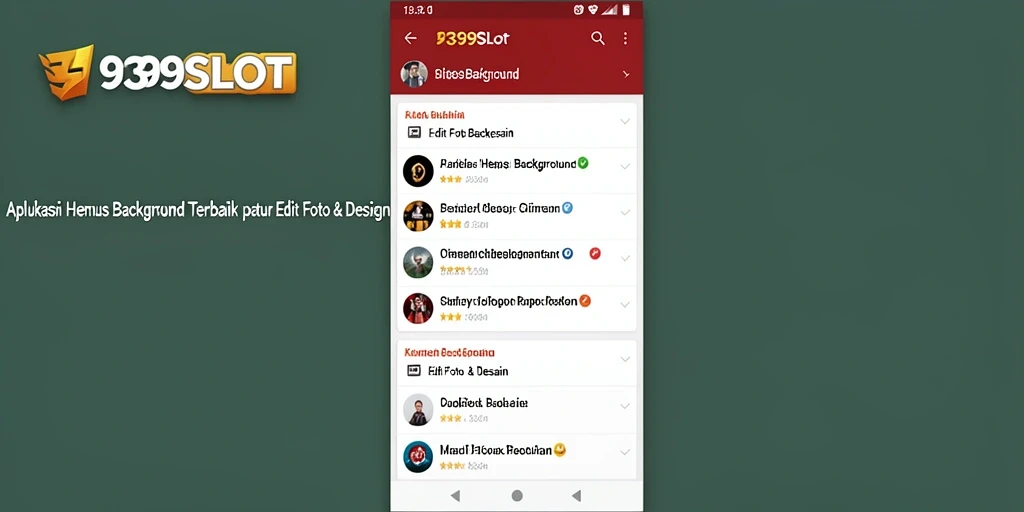 Antarmuka aplikasi 9399SLOT dengan fitur Hapus Background yang efektif.