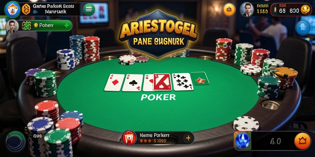 Tampilan antarmuka ARIESTOGEL dengan fitur Poker yang menarik.