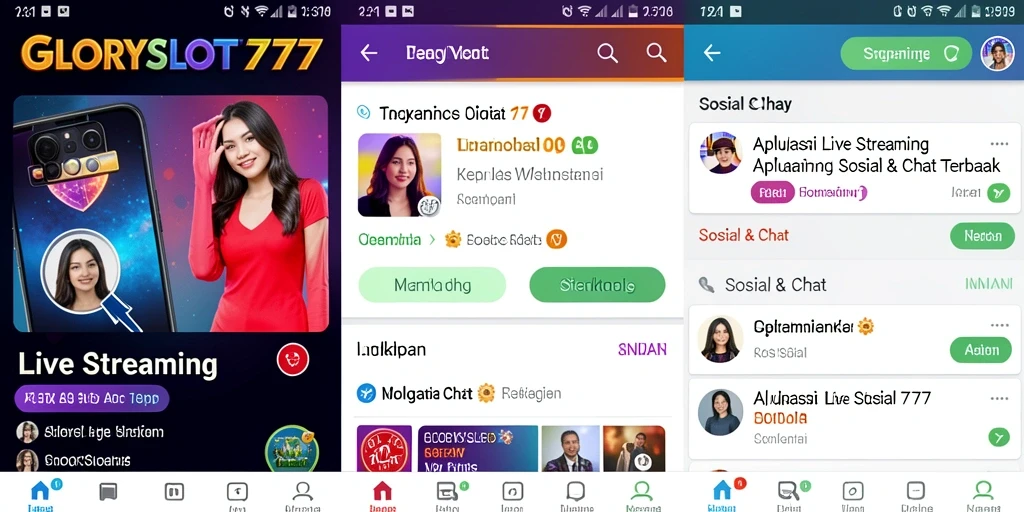 Tampilan antarmuka Live Streaming yang menarik dan interaktif di GLORYSLOT777.