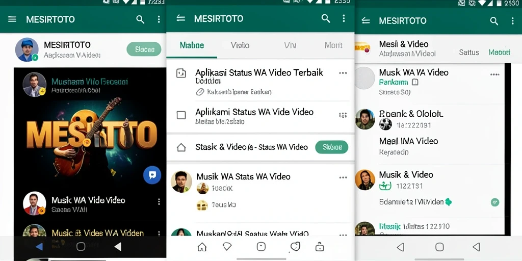Tampilan antarmuka MESIRTOTO dengan pilihan video Status WA.
