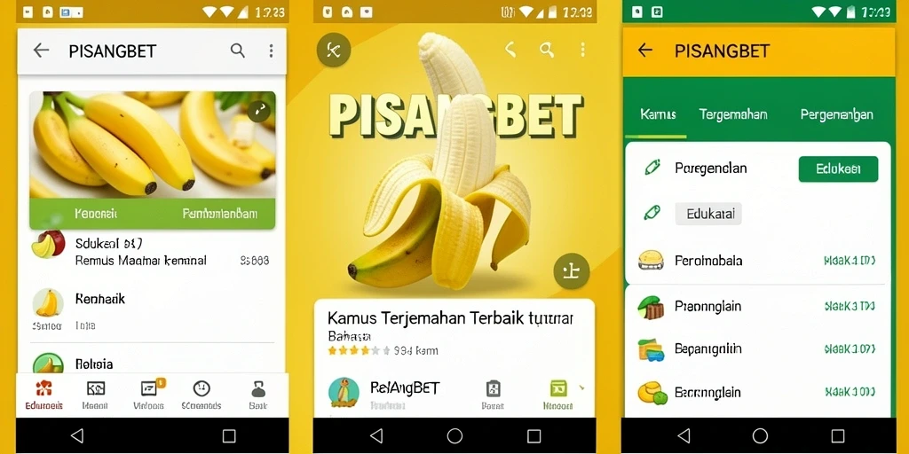 Antarmuka PISANGBET menampilkan pencarian kata dan terjemahan yang mudah.