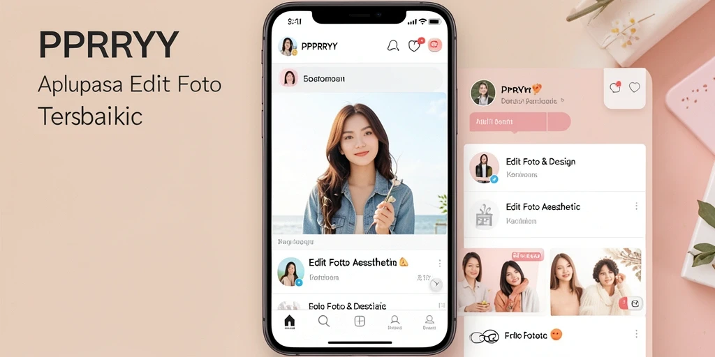 Antarmuka PPRRYY yang sederhana dan elegan untuk Edit Foto Aesthetic.